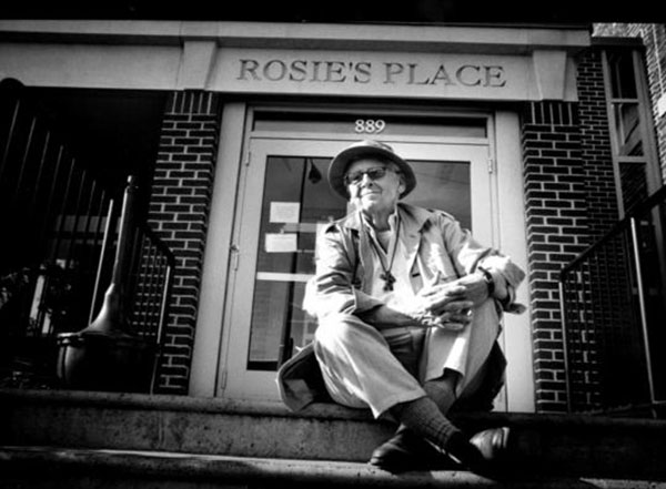 Kip Tiernan in front of Rosie's Place